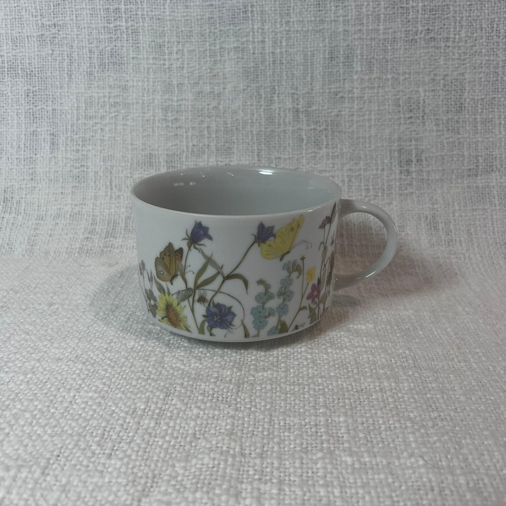 Vtg 1975 Enesco Mug Botanical Floral Cottagecore‎ Minimalist 16oz Giftable